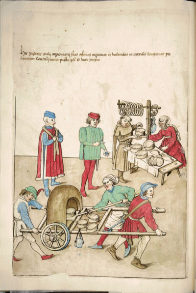 Středověký trh s pečivem Riechentalova kronika. Foto Muzeum gastronomie